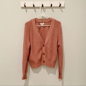 Dusty Rose Cropped Knit Cardigan